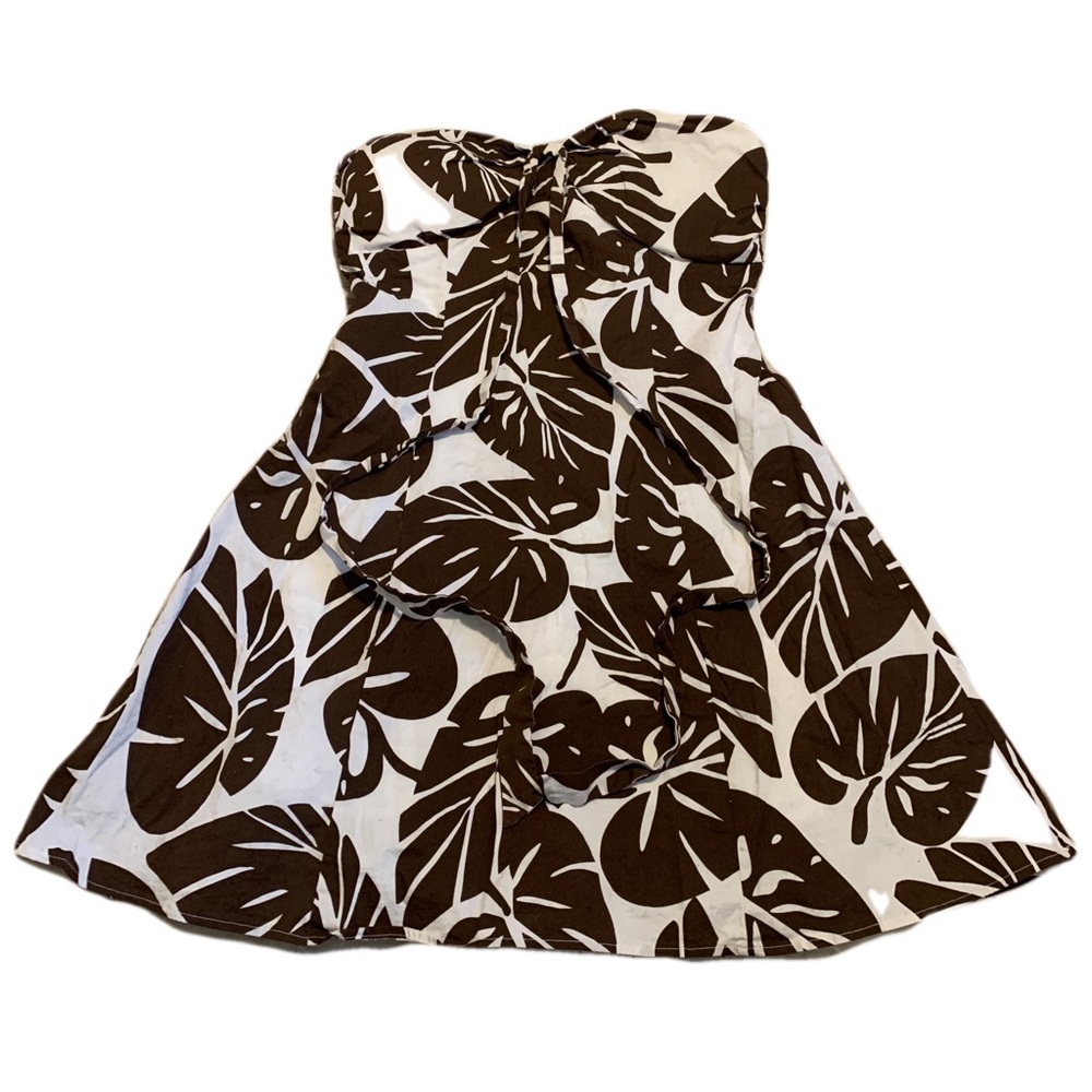 Daniel Laurent Strapless Tropical Leaf Mini Dress - L